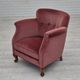 1960s, pair of Danish lounge chairs, original condition, light pink furniture velour.