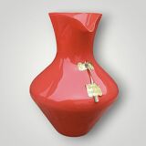 Vase pichet en opaline de Provence rouge corail - années 60