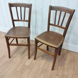 Pair of antique wooden bistro chairs