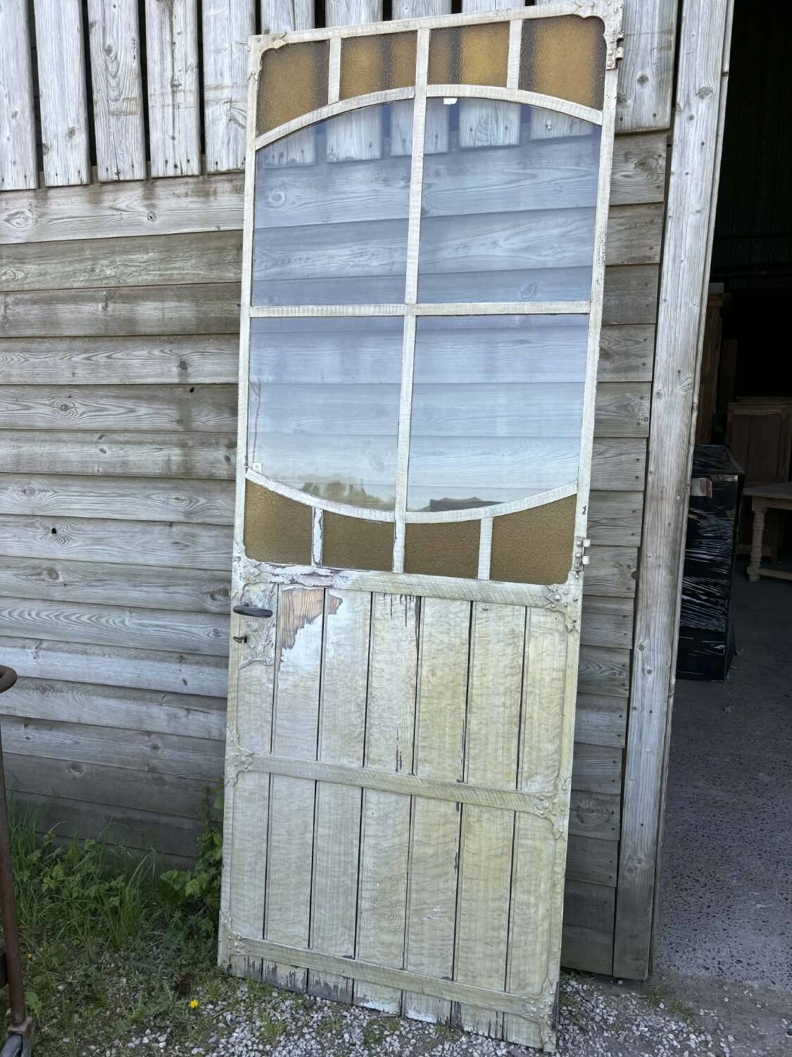 Old Art Nouveau workshop door – Steel & Wood – 1900