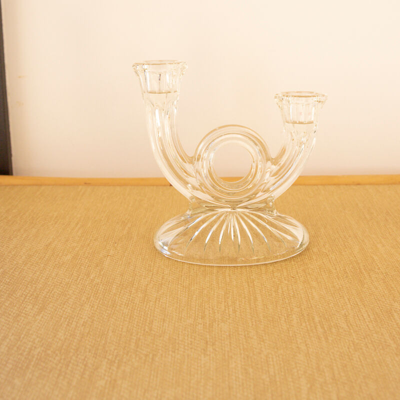 Transparent glass candle holder