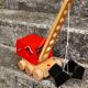 Wooden digger crane toy