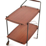 MId-Century Teak Bar Trolley with Bottle Holder, Italy 1960s