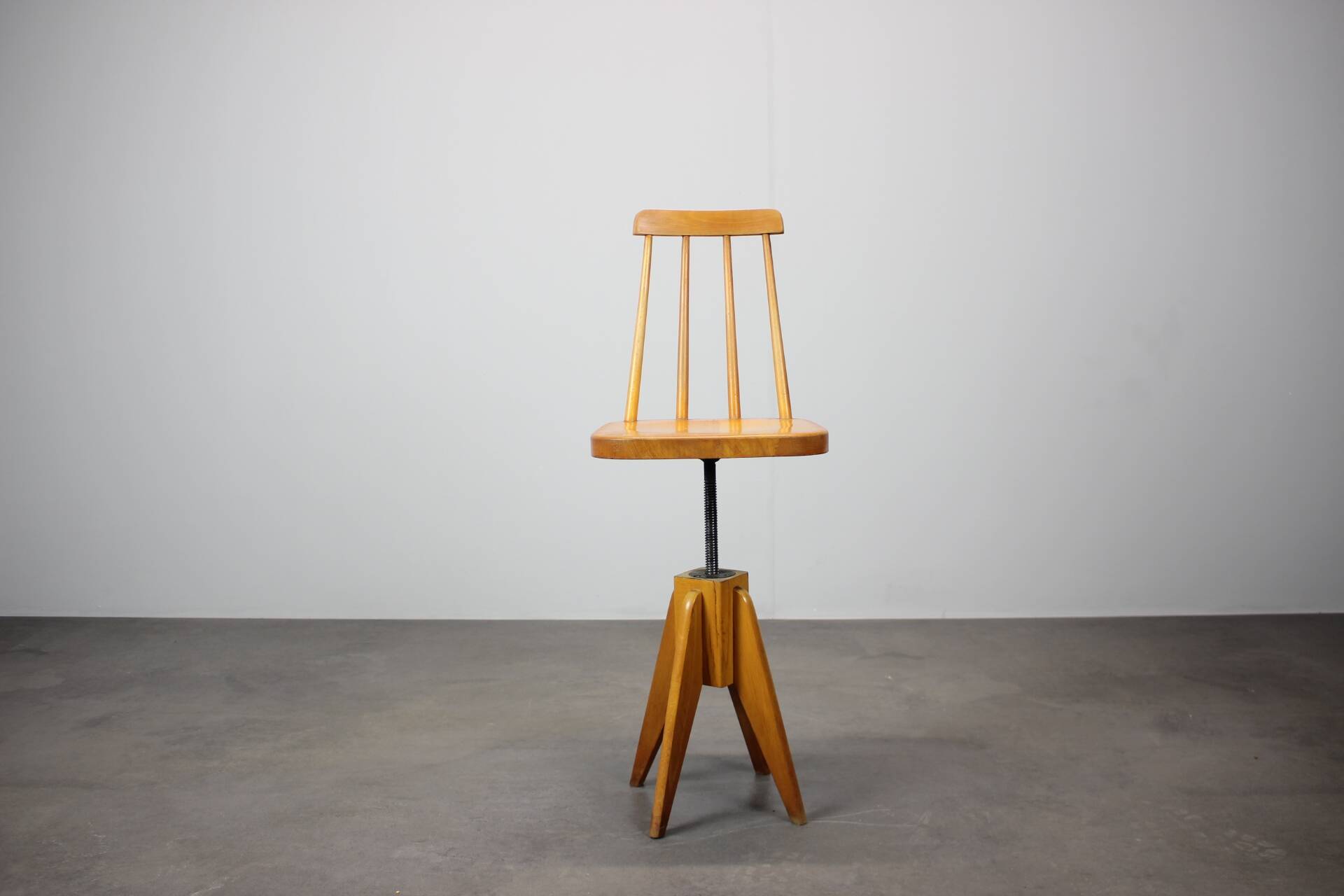 Adjustable-height beechwood chair from the 1970s, Czechoslovakia