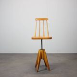 Adjustable-height beechwood chair from the 1970s, Czechoslovakia