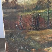Paysage de printemps avec arbre, signé