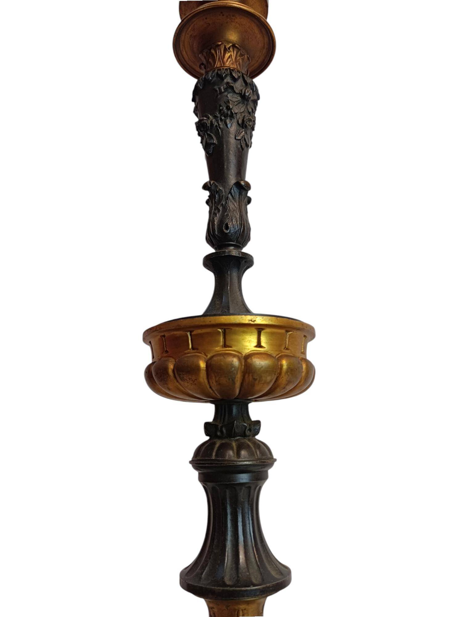 Victorian lustre in gilded and patinated bronze, Belle Époque ~1880