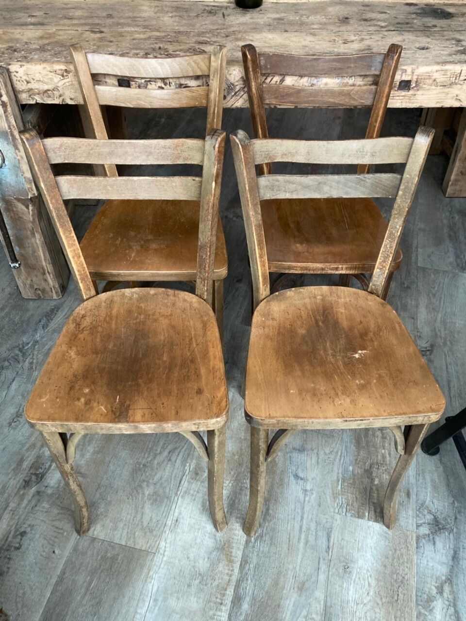 Set of 4 antique bistro chairs