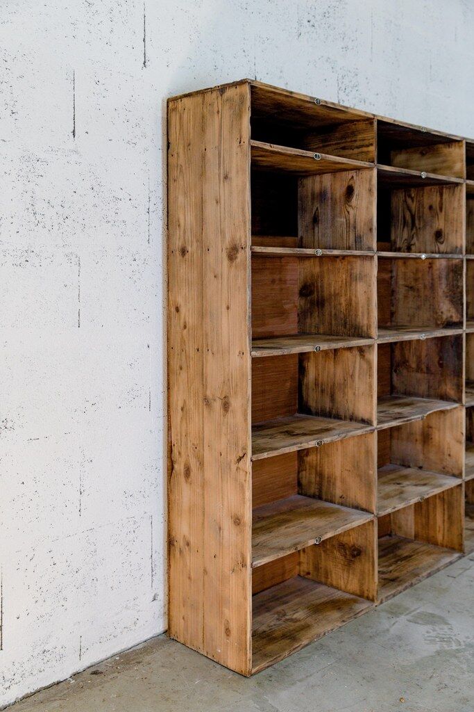 Factory locker cabinet, wood and green