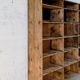 Factory locker cabinet, wood and green