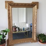 Miroir ancien à crêtes en bois doré 72x96cm
