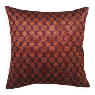 Burgundy and orange Kachin cushion cover (RIDA)