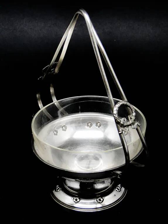 Art Nouveau sugar bowl, silver-plated brass, Poland, 1930s