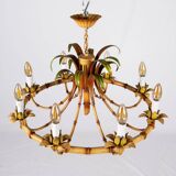 Italian metal chandelier in bamboo imitation, 1960s