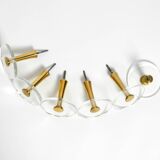 70s set of 6 coat hooks made of brass and plexiglass Vereinigte Werkstätten