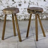 Brutalist bar stool in elm wood