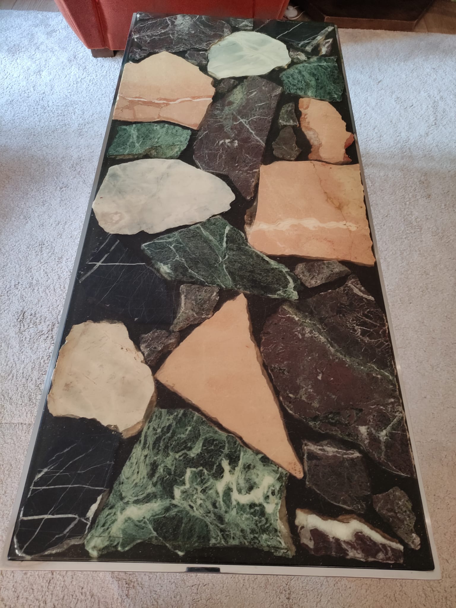 70s vintage chrome and resin coffee table