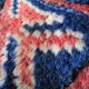 Carpet point knotted velvet wool blue red white 124 cm x 202 cm vintage