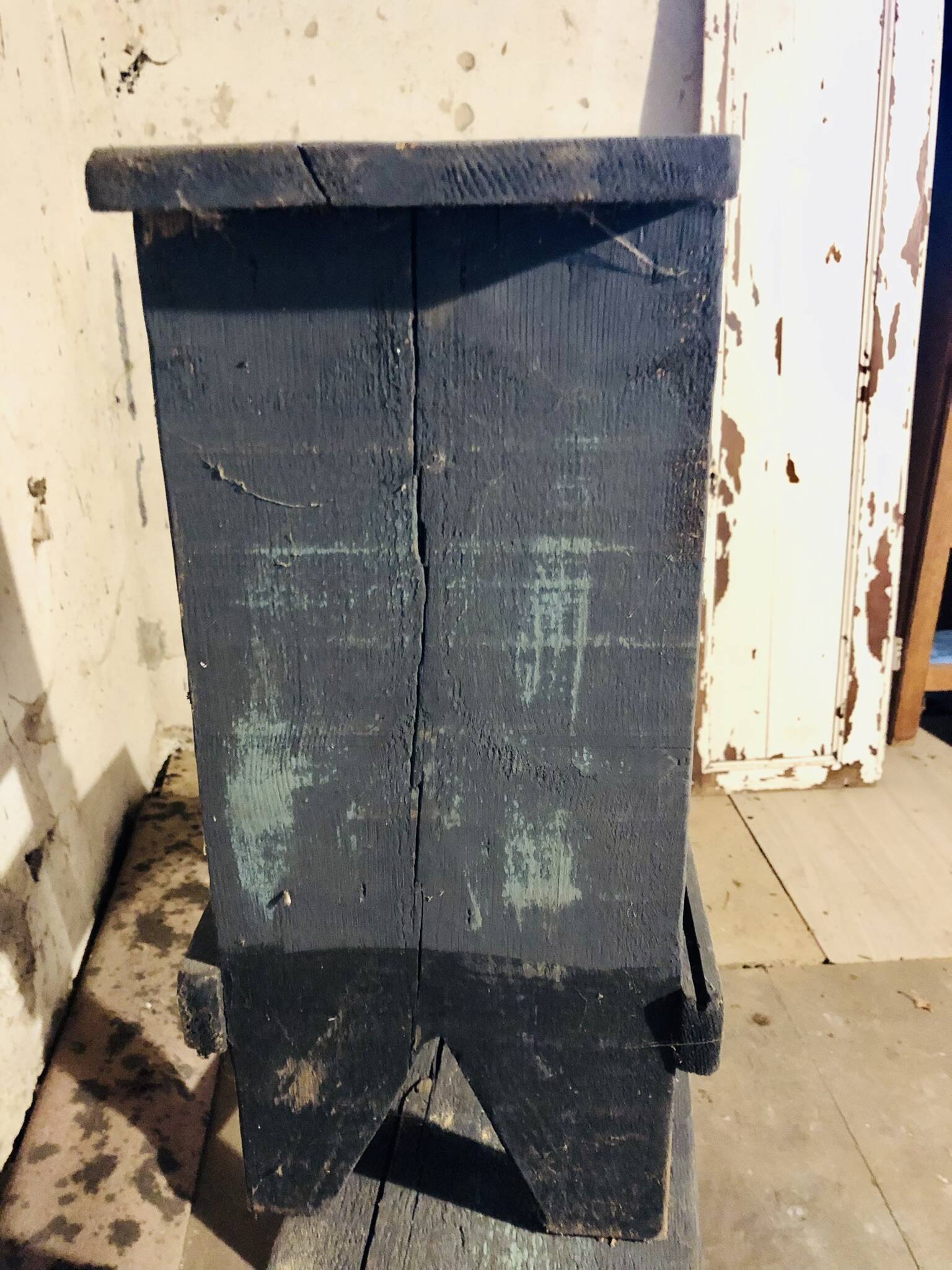 3 low blue-grey stools