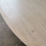 Large oval coffee table in travertine and metal
