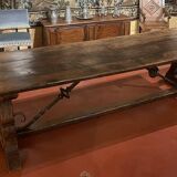 Impressive Spanish monastery table in oak, medieval style, 3m².