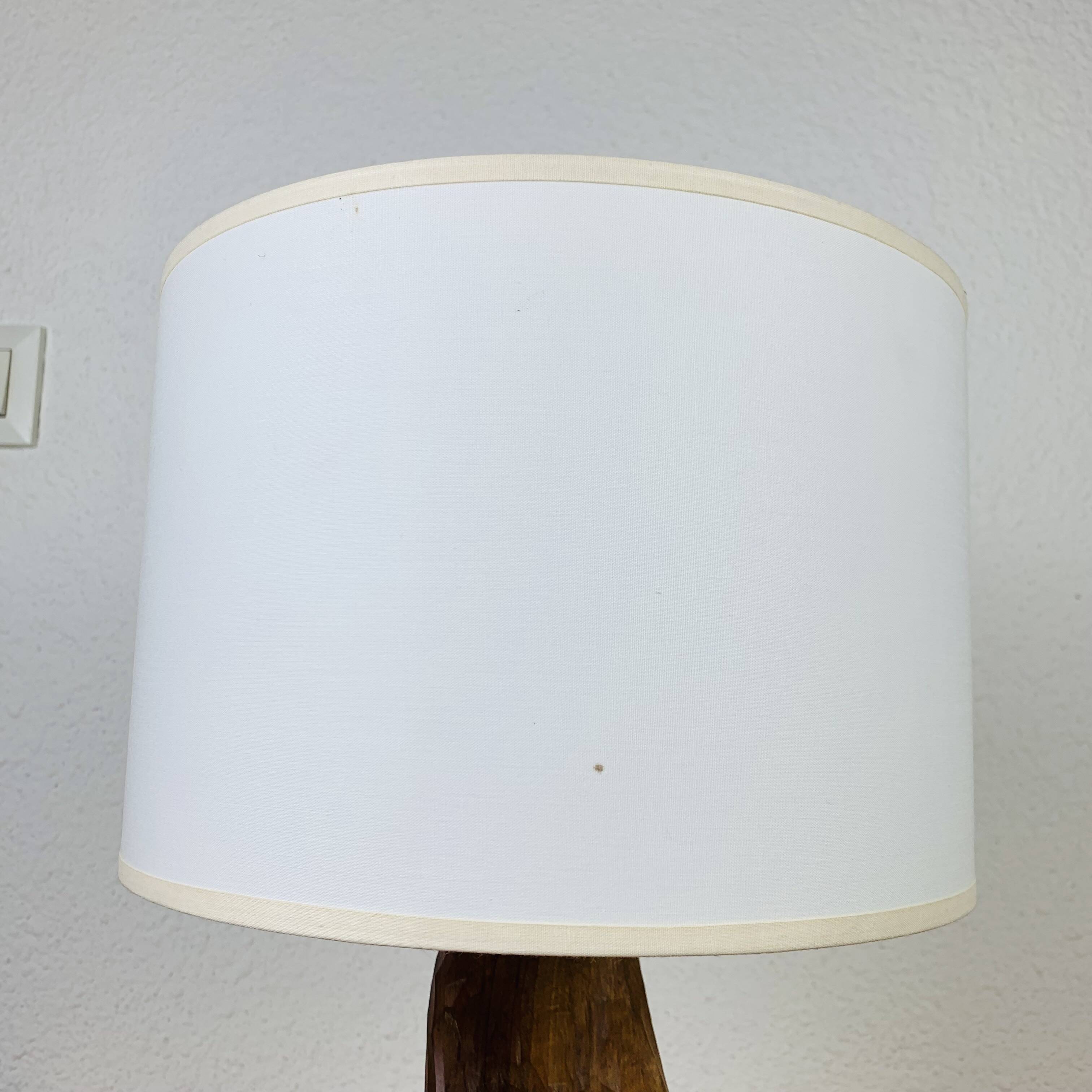 Brutalist gouged wood lamp