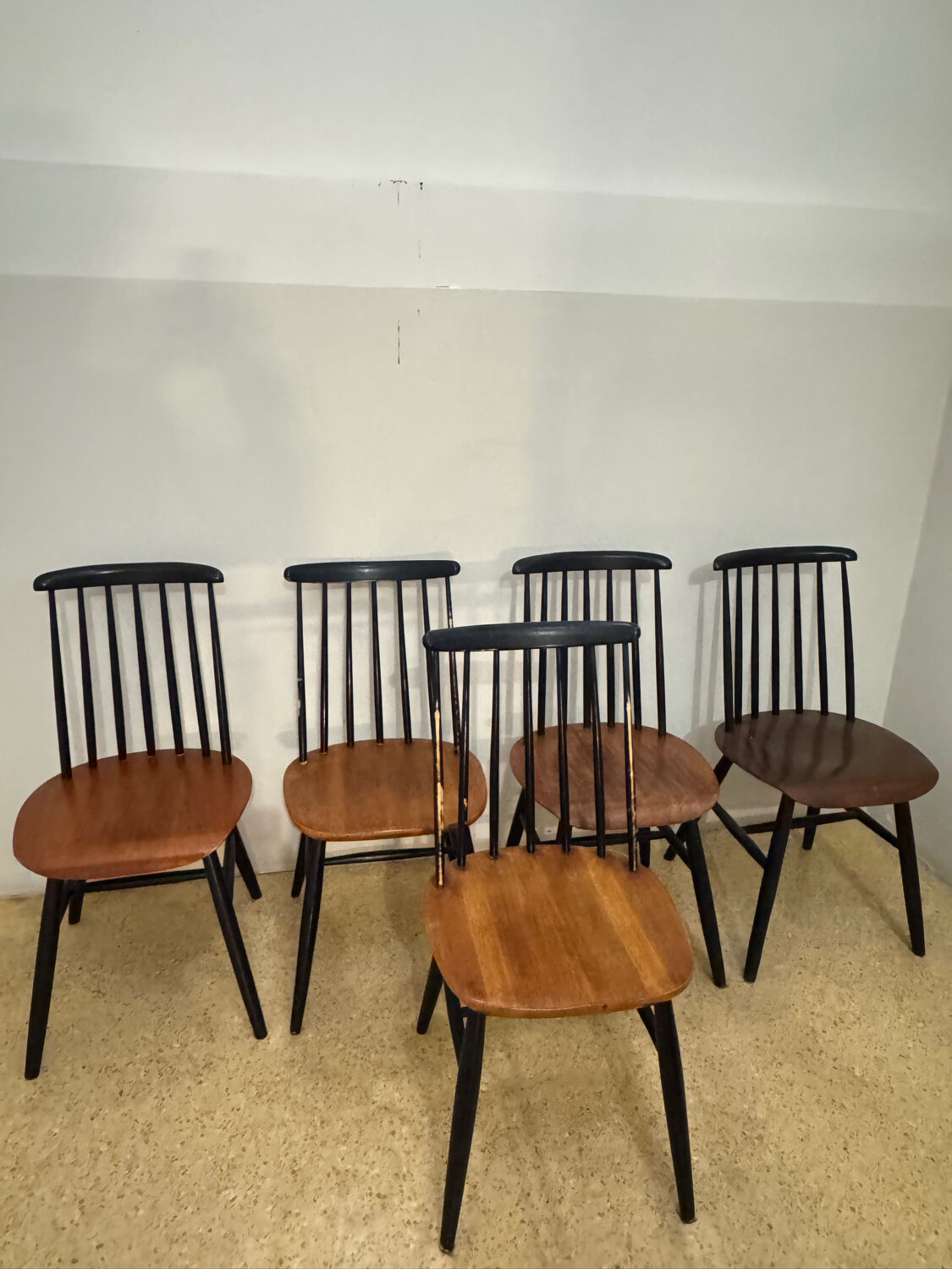 Set of 5 Tapiovaara chairs model Fanett