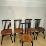 Set of 5 Tapiovaara chairs model Fanett