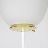 Floor lamp in opaline, lacquered metal and golden brass. 1950s.