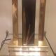 Lampe de table moderniste années 70 laiton  décor jonc