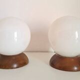 Paire de lampes de chevet en bois