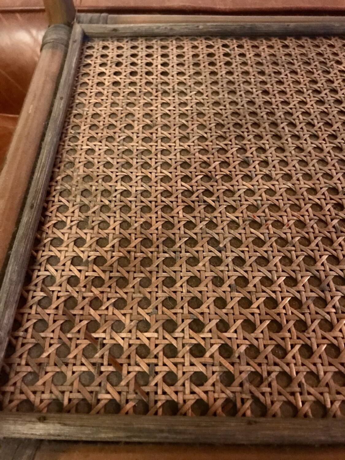 Side table in cane wood and bamboo