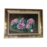 Oil on canvas peonies in bouquet
