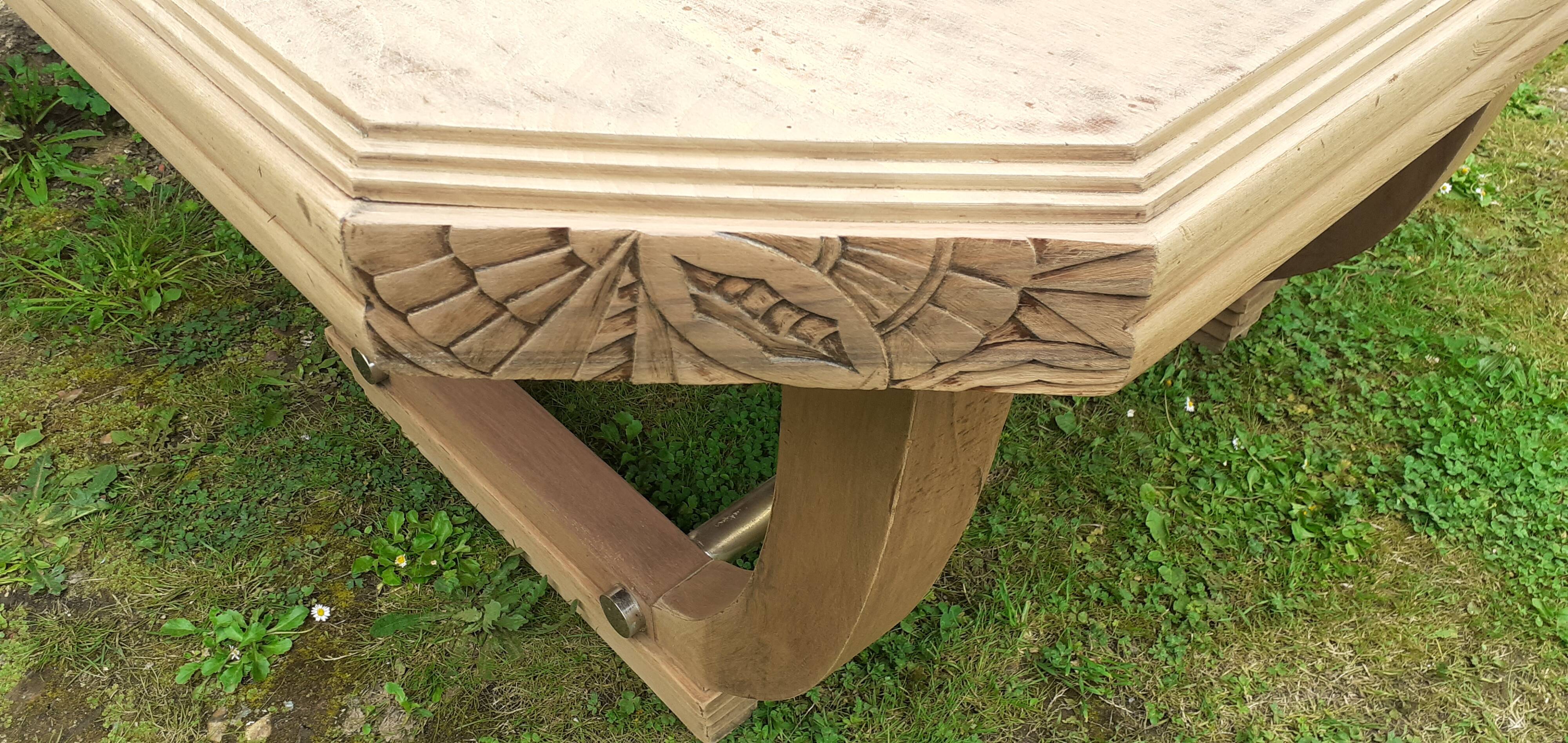 Art deco table from the 1930s in raw cherry wood