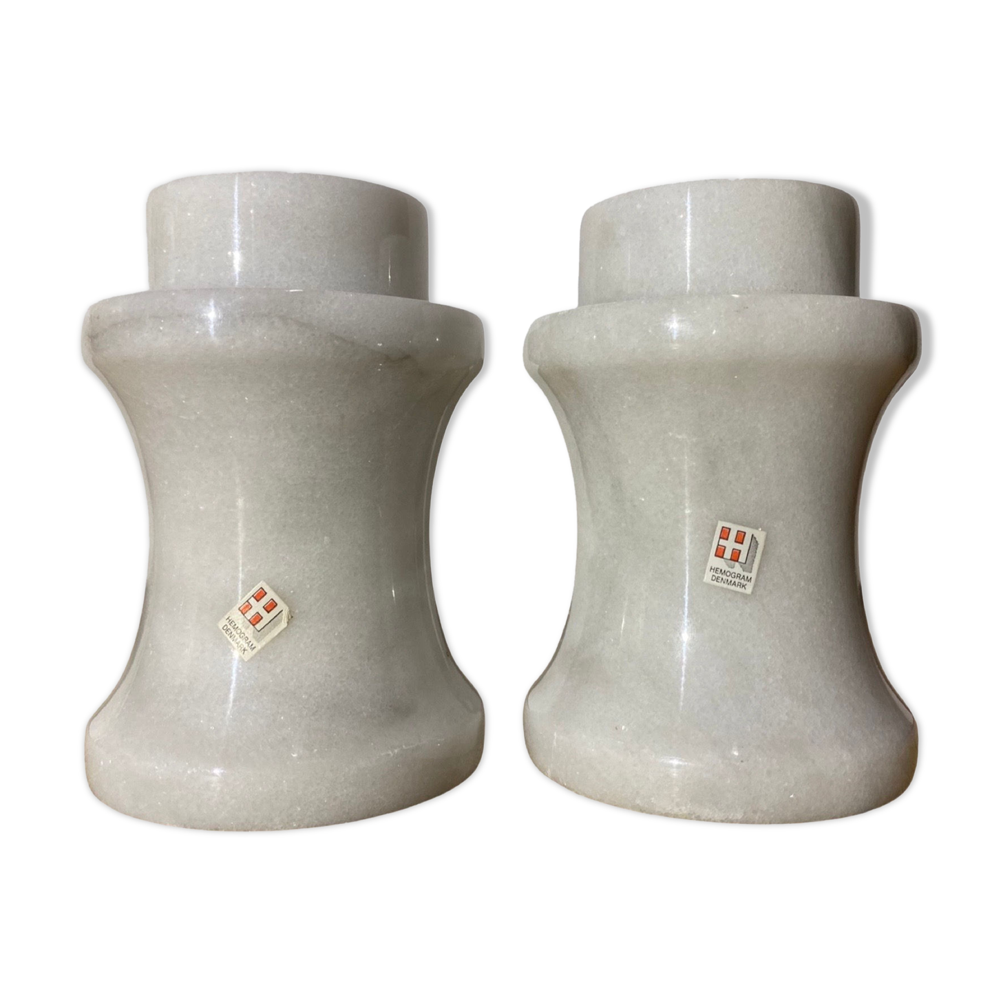 2 Vintage HEMOGRAM Denmark Marble Candlestick Holders | Set of 2 Candle Stick Holders