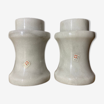 2 Vintage HEMOGRAM Denmark Marble Candlestick Holders | Set of 2 Candle Stick Holders