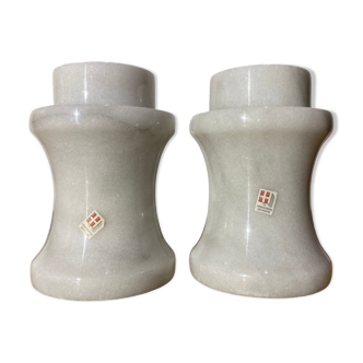 2 Vintage HEMOGRAM Denmark Marble Candlestick Holders | Set of 2 Candle Stick Holders