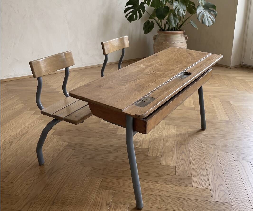 Vintage double school desk