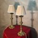 Pair of chiselled bronze lamps, bedside, bedroom, new lampshade 43x15, electrical in working order.