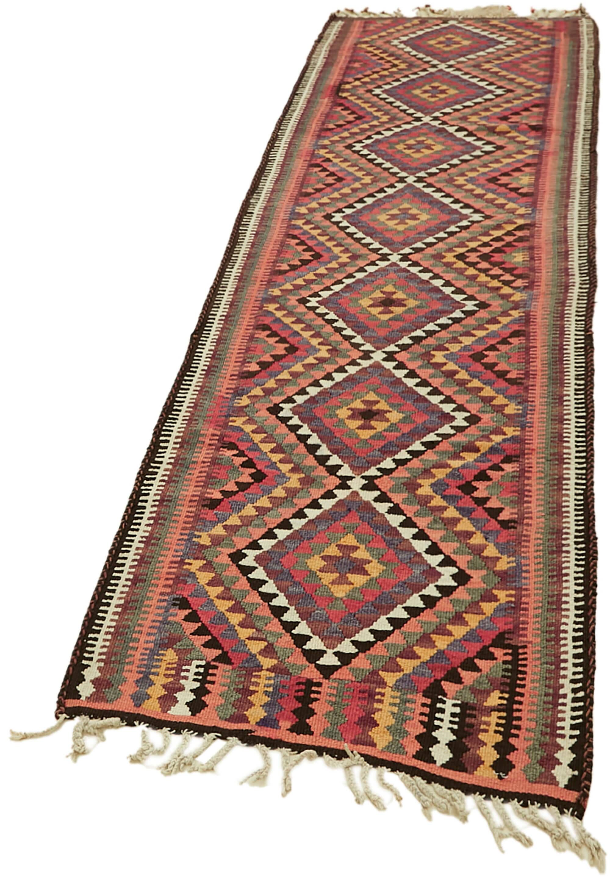 Turkish Handwoven Vintage Herki Kilim 92 cm x 316 cm