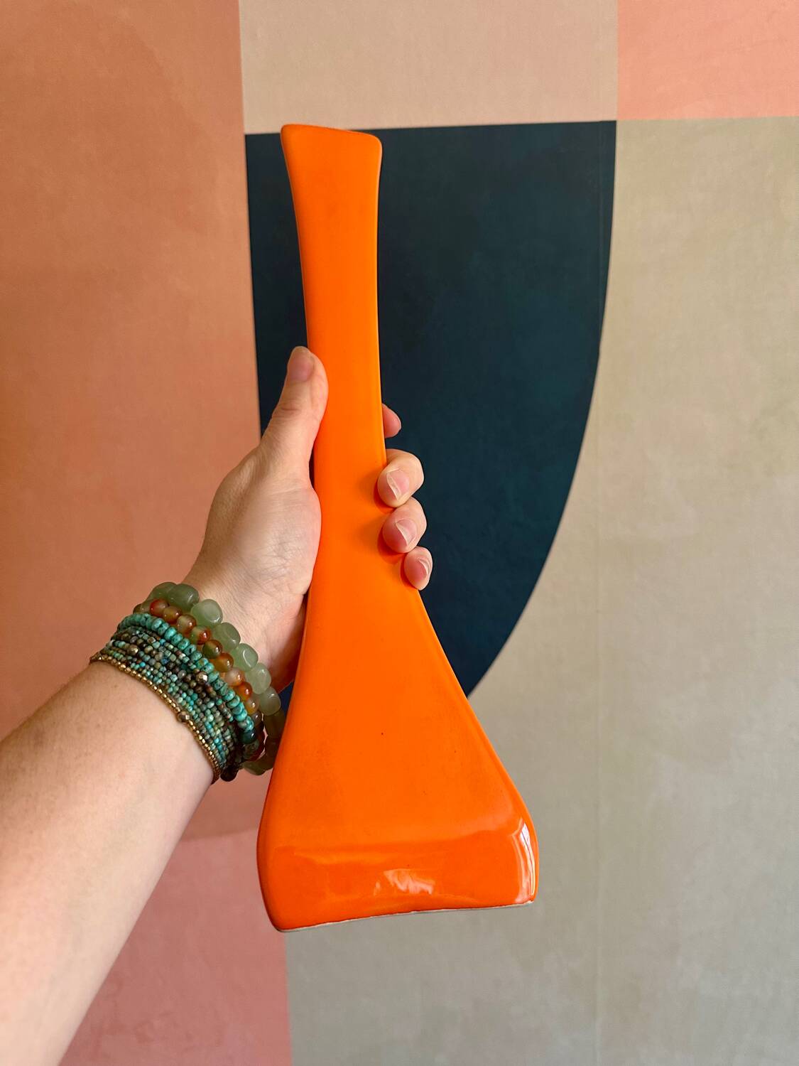 Vintage 70s orange pop vase
