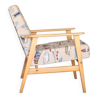 Fauteuil en bois vintage chaise longue design original de 1970 Marin motion milieu du siècle design moderne fauteuil salon chaise patio