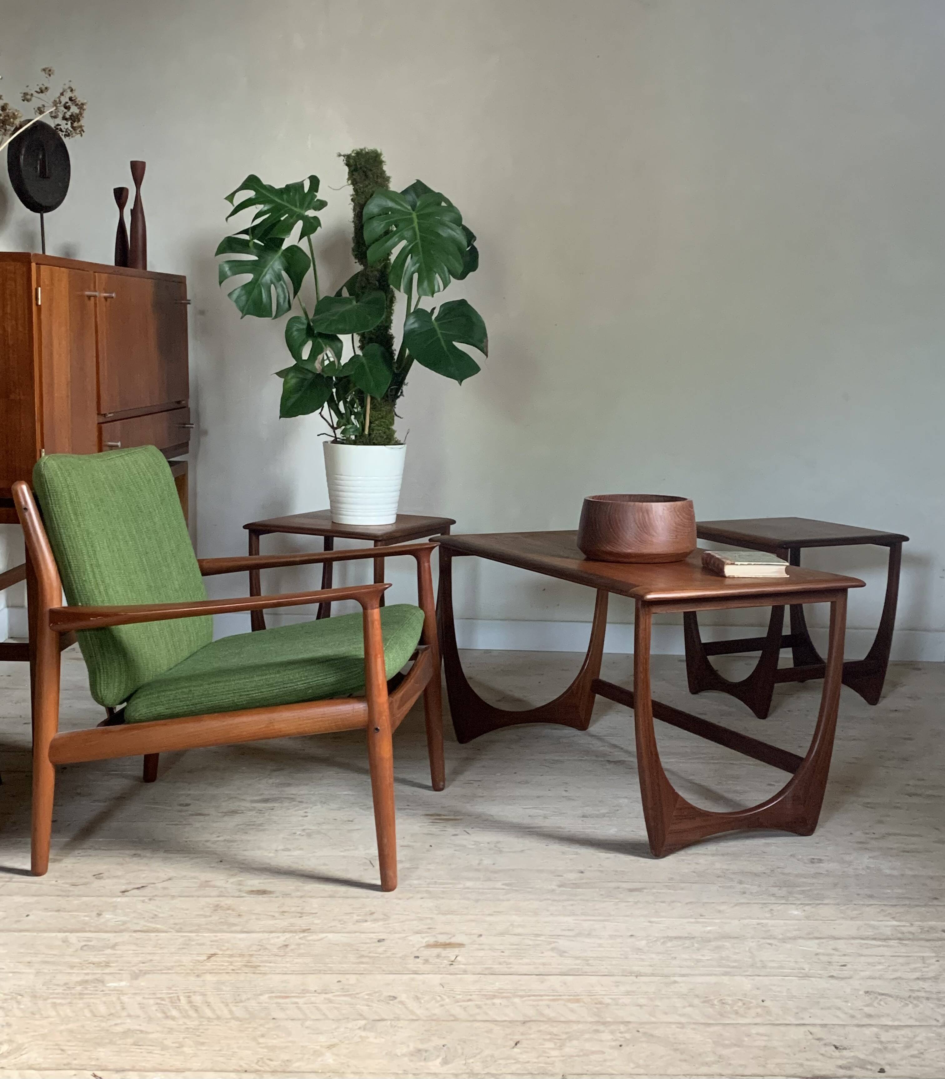 Vintage Scandinavian teak nesting coffee table Astro Victor Wilkins