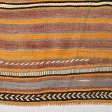2x10 Pistriped Orange & Green Vintage Kilim Runner Rug, 69x325Cm