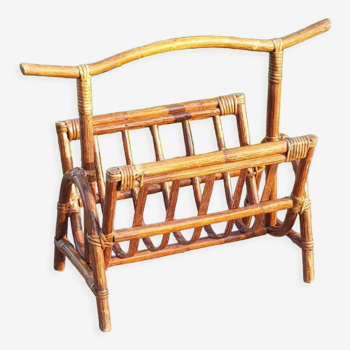 Rattan magazine rack 70s