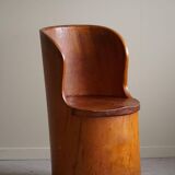 Hand-carved primitive chair made from pine logs, modern Swedish, Wabi Sabi, 1960s.