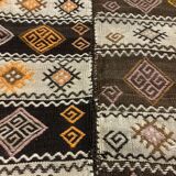 Vintage Turkish Kilim 222x190 cm wool kelim rug Beige, Brown, Black, Large