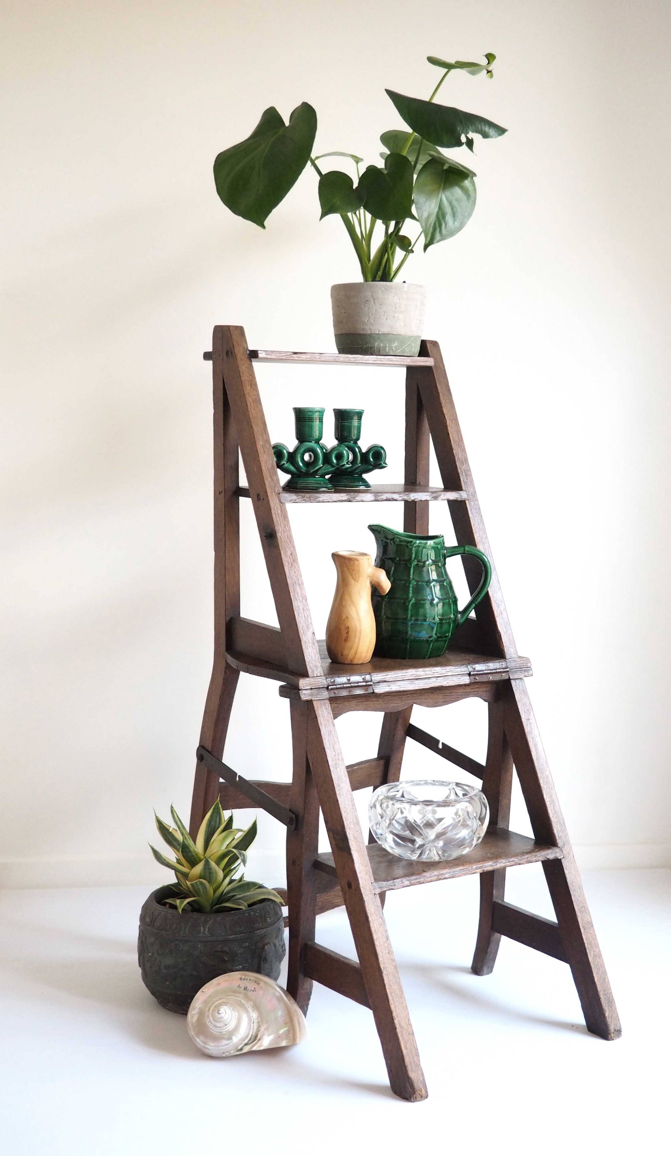 Old wooden chair stepladder