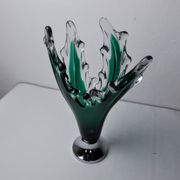 Sommerso vase by seguso in green murano glass, Italy, 1970