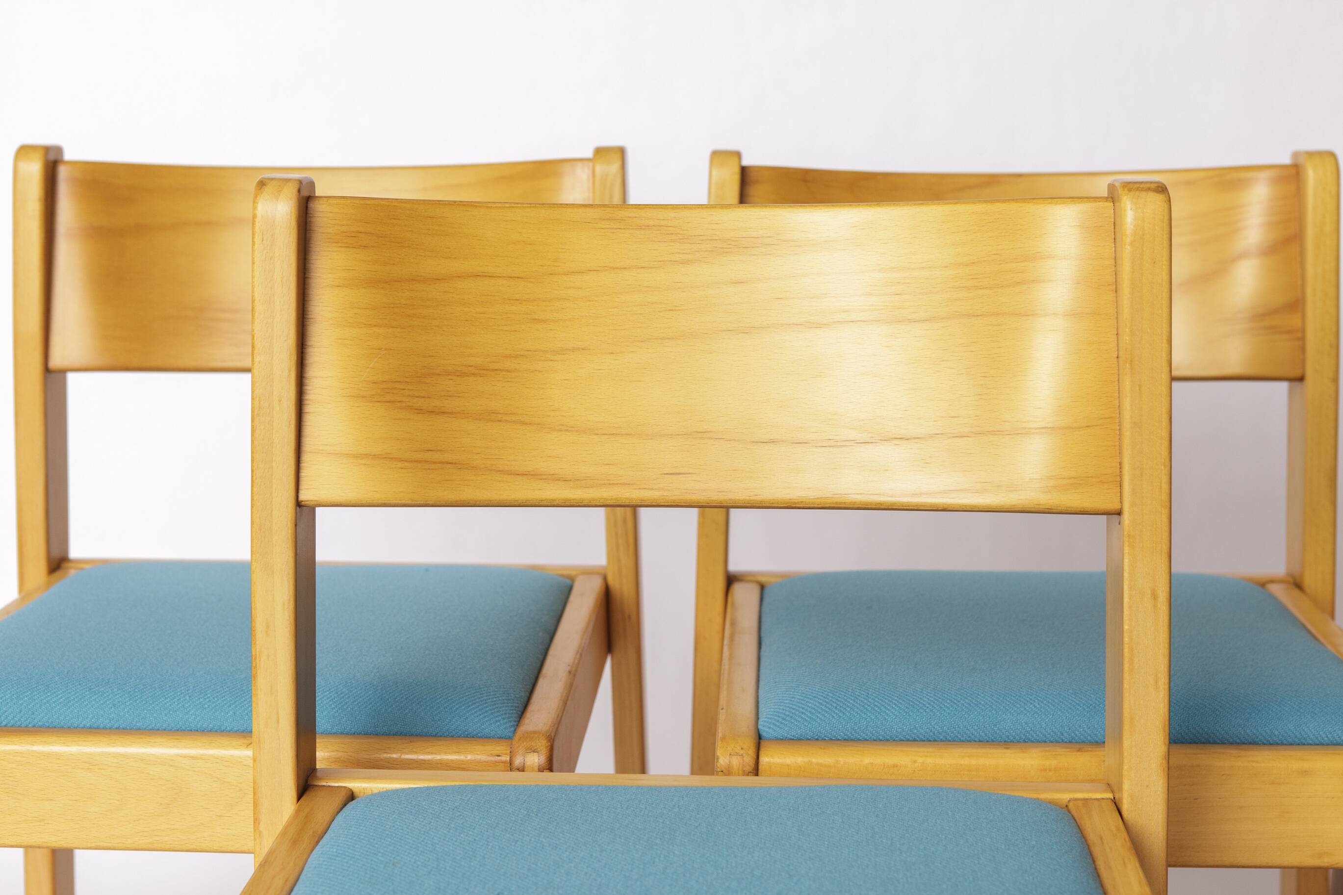 Set of 4 Vintage Flötotto Stacking Chairs – 1970s German Design, Beech Wood